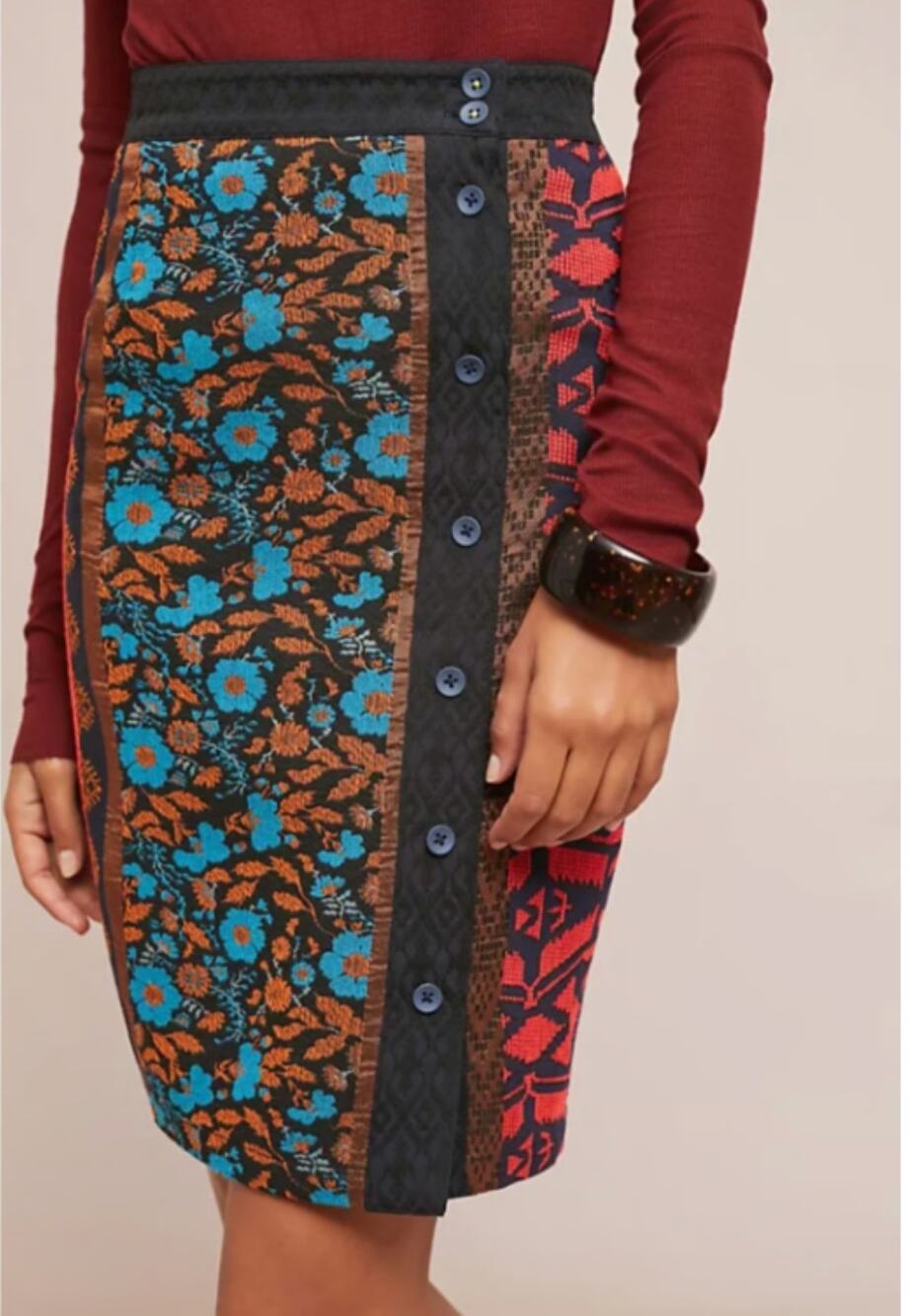 Anthropologie Dolan Left Coast Collection Jacquard Skirt Mixed Print Small